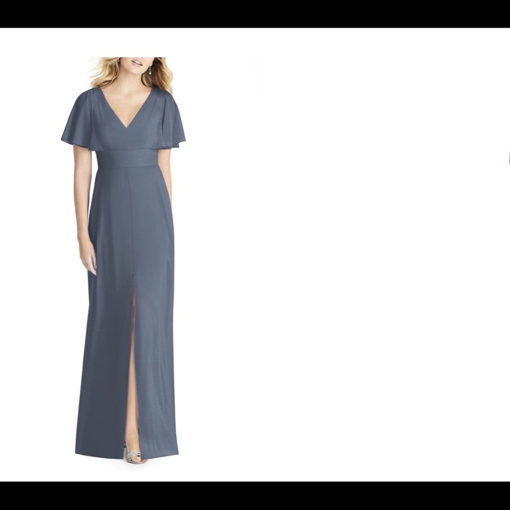 Social Bridesmaid split sleeve chiffon sample gown